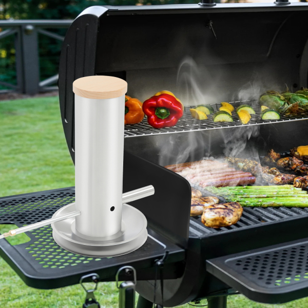Elektrischer Kaltrauchgenerator mit Deckel und Luftpumpe, tragbarer Barbecue-Smoker, Kaltrauchgerät aus Edelstahl für Lebensmittel