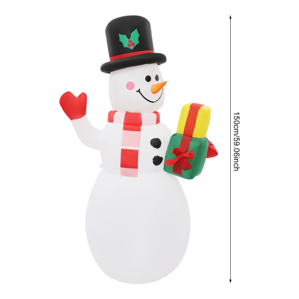 1,5 m aufblasbarer Schneemann, aufblasbarer Weihnachtsschneemann, aufblasbare Weihnachtsschneemanndekoration