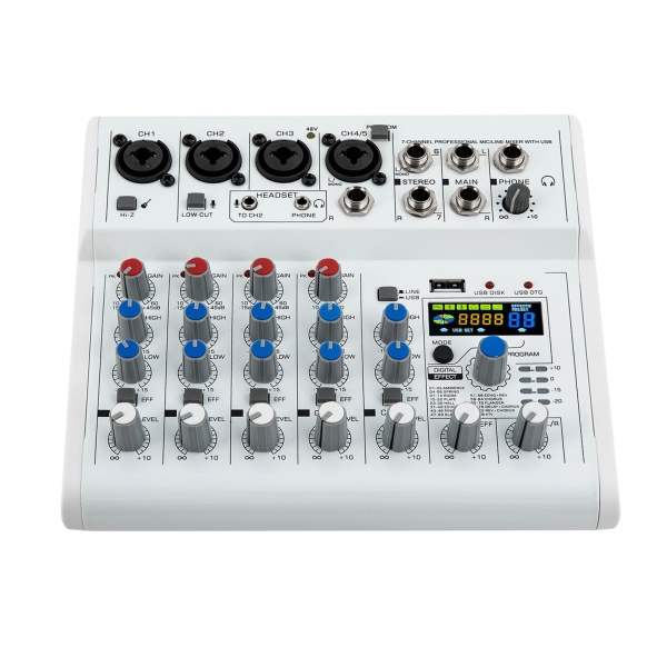 7-Kanal-Stereo-Live-Mixer, 7-Kanal-Audio-Mixer, Musik-Mixer, 88 Arten von digitalen Effekten DPS für Studio-Mixer 7-Kanal-Stereo-Live-Mixer, 7-Kanal-Audio-Mixer, Musik-Mixer, 88 Arten von digitalen Effekten DPS für Studio-Mixer