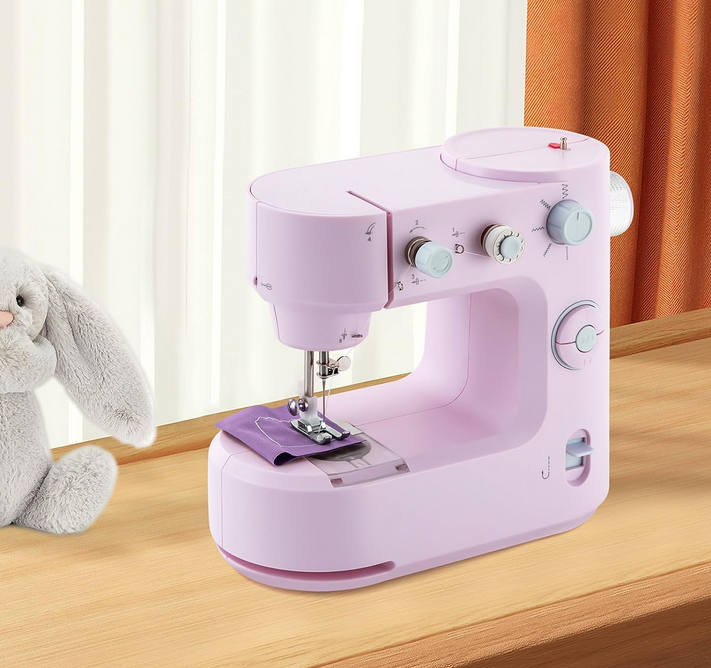 100-240V Nutzstich-Nähmaschine mit LED 50/60Hz Elektrische 2 Modi Freiarm Doppelgewinde für Anfänger (Rosa)