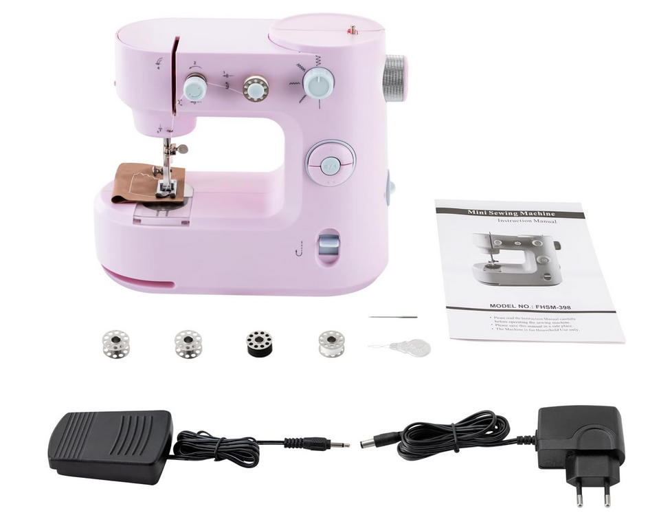 100-240V Nutzstich-Nähmaschine mit LED 50/60Hz Elektrische 2 Modi Freiarm Doppelgewinde für Anfänger (Rosa)