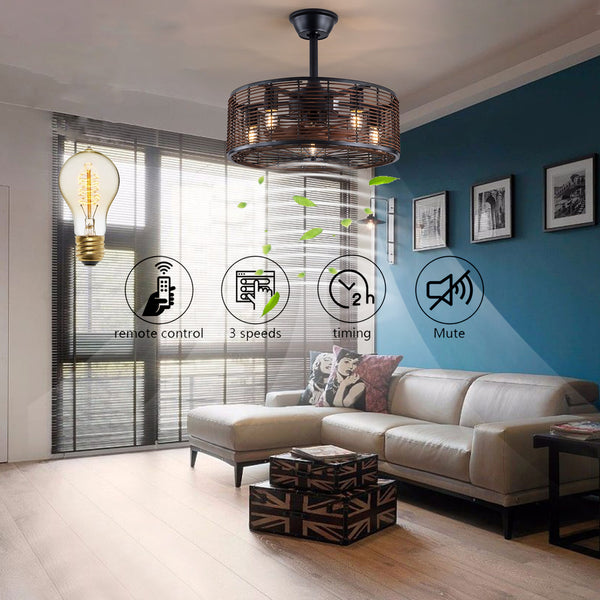 Deckenventilator Mit Beleuchtung E27 Leuchtmittel Retro-Ventilator Mit Fernbedienung